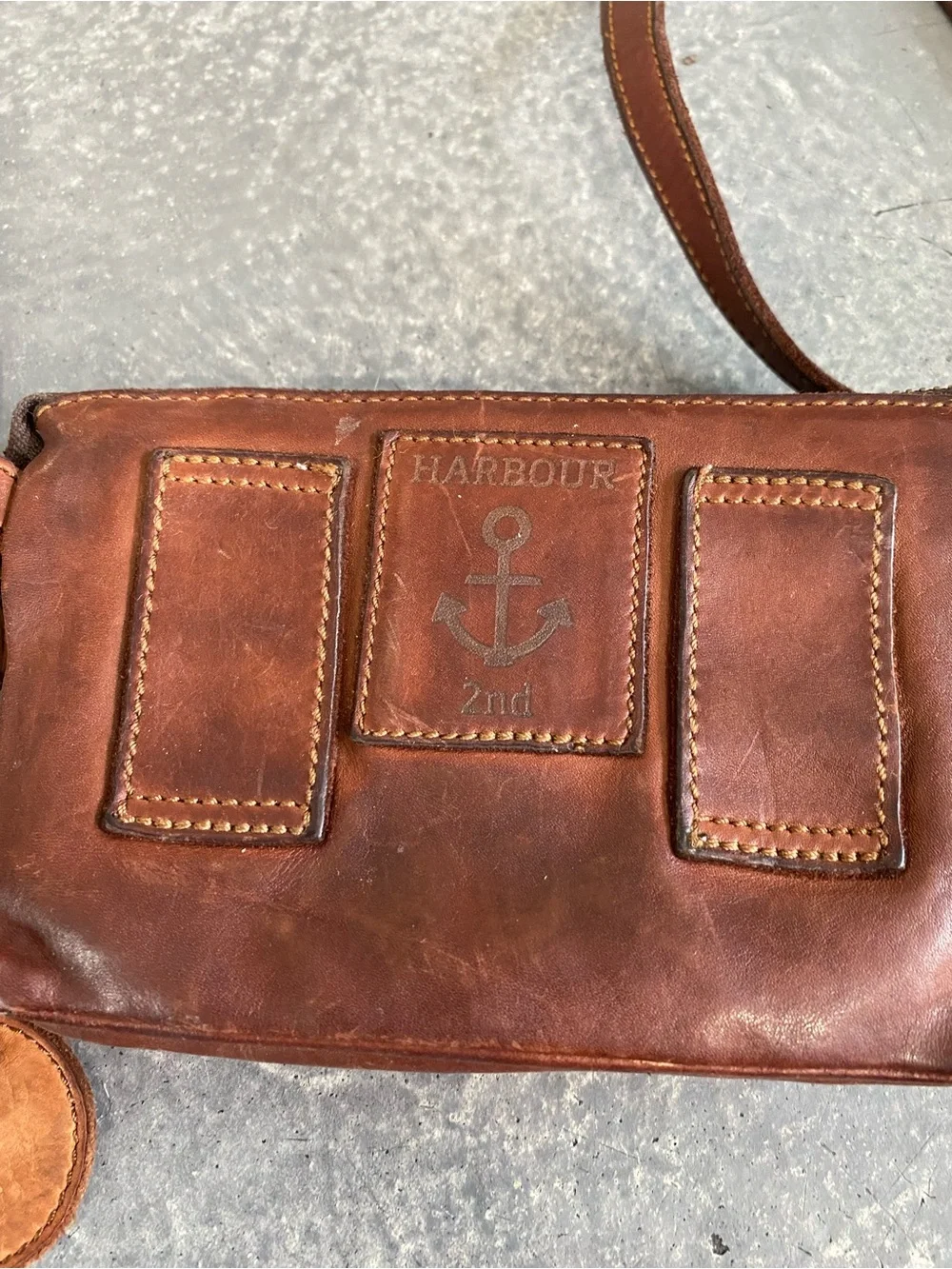 Harbour 2nd Leather Luna Crossbody Belt Bag Cognac Genuine Leather 7.5”x5”